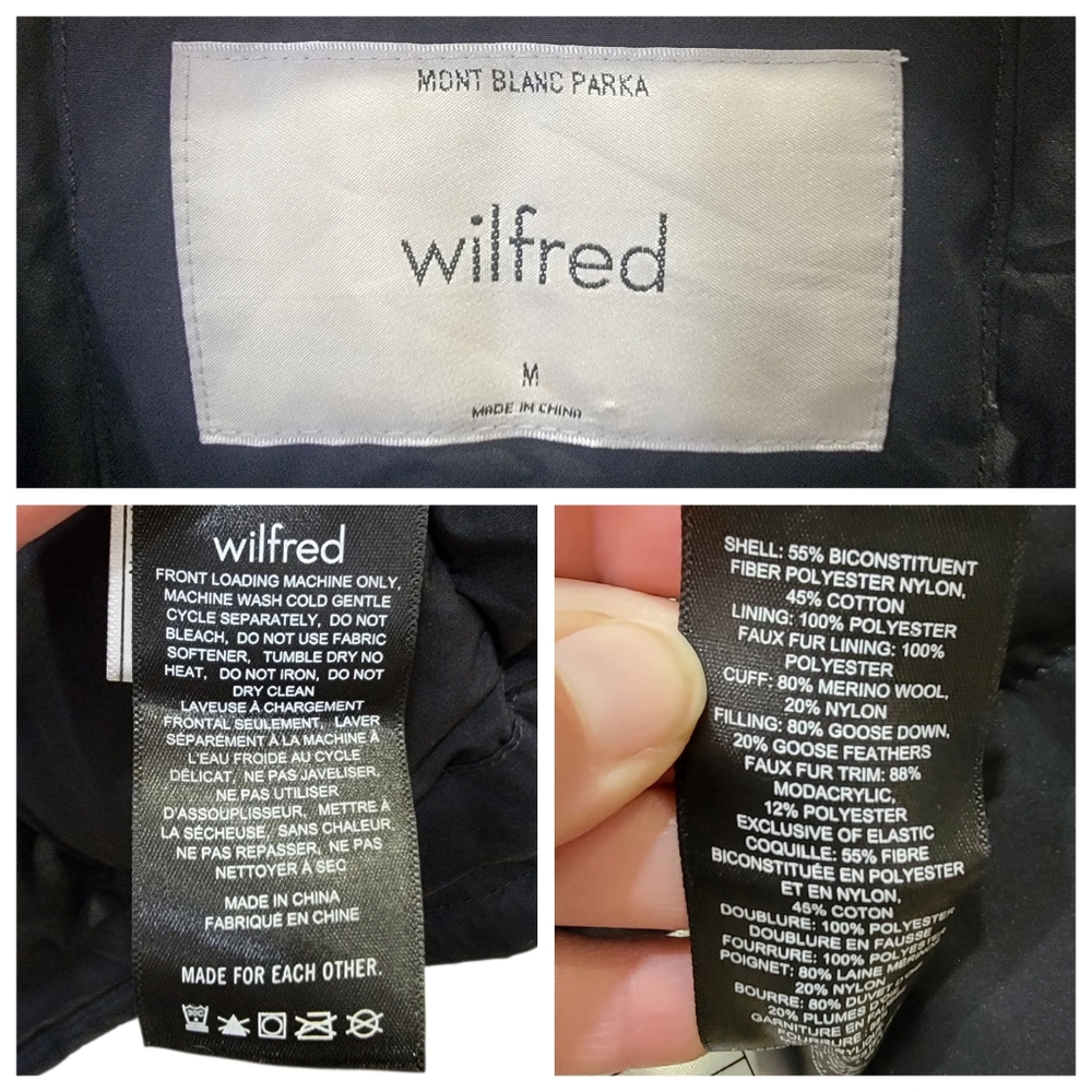 Aritzia Wilfred Mont Blanc Short Parka Goose Down Black Winter Jacket Women’s M - Picture 11 of 17